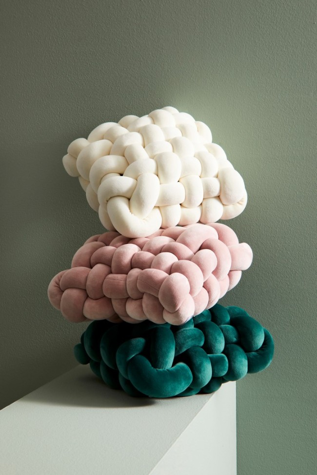 4x Cuscino entwine verde 30x30x10h in tessuto