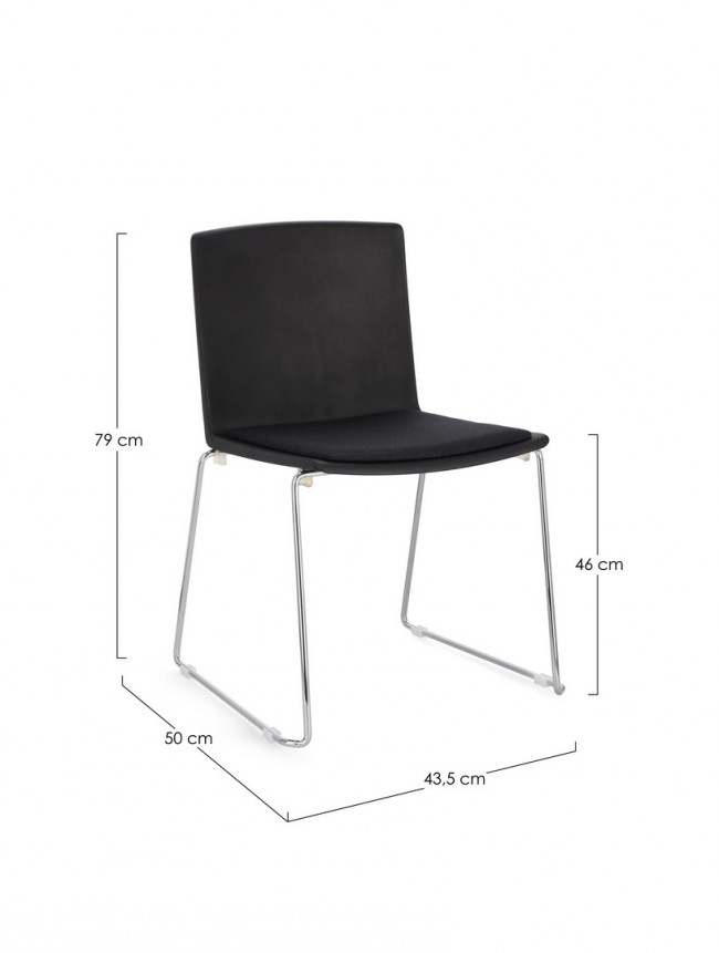 4x Sedia cromo/nero 43.5x50x79x46