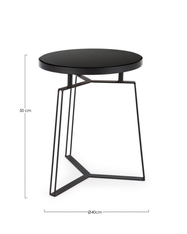 Tavolino Zaira D.40 x 50 h in vetro nero