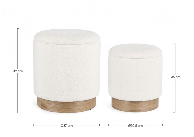 Pouf contenitore bianco D.30.5x35h, D.37x42h