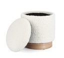Pouf contenitore bianco teddy D.30.5x35h, D.37x42h