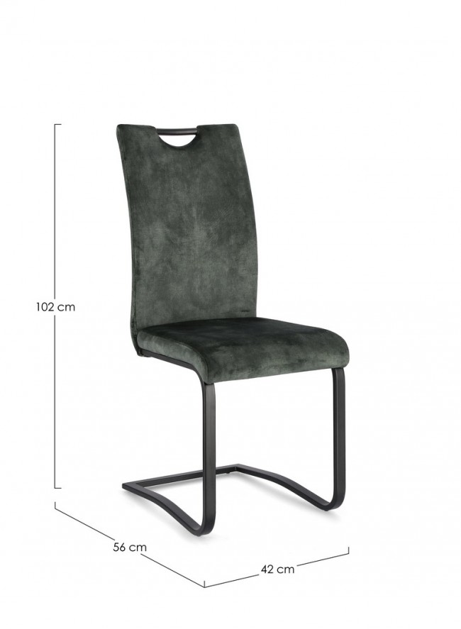 4x Sedia in velluto verde scuro 42x56x102