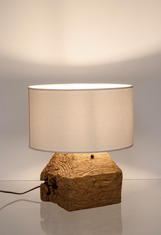 Lampada tavolo legno D.35x40h lumen bianco