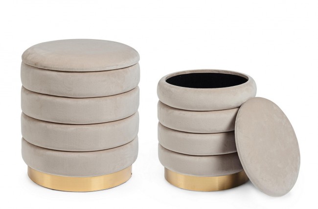Pouf contenitore darina beige D.36x38h, D.40x44h