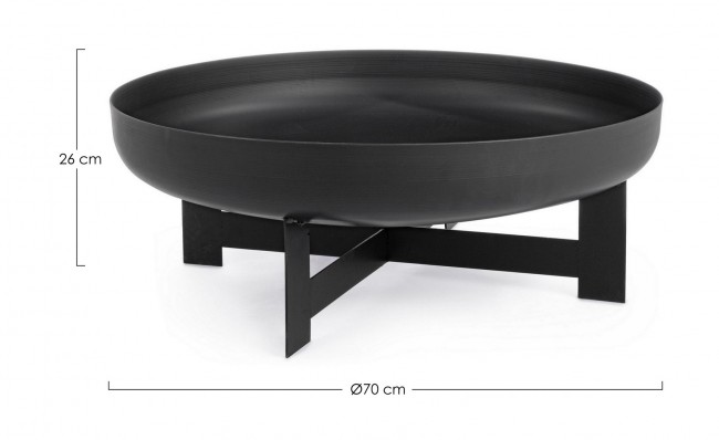 Braciere nero 70x26 cm in metallo