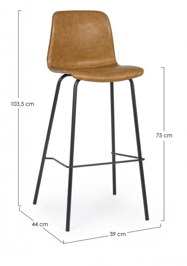 2x Sgabello bar cuoio vintage 39x44x103,5h