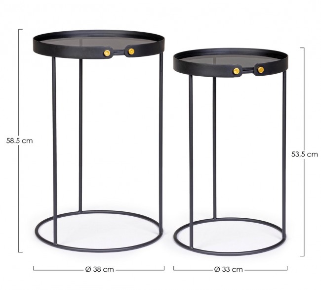 Tavolino in vetro D.33x53.5h e D.38x58.5h