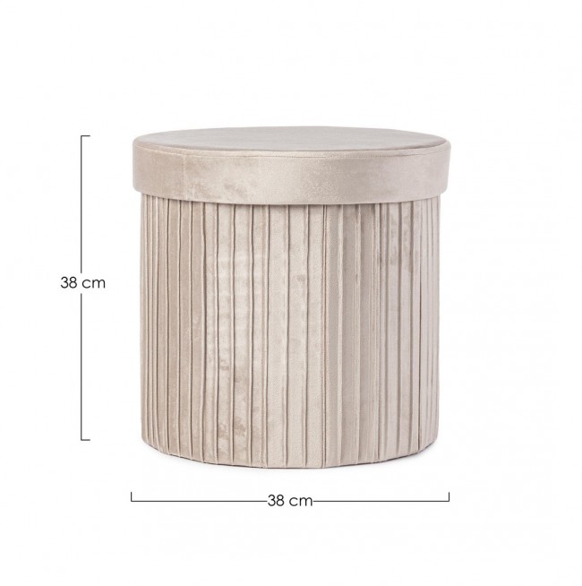 4x Pouf in velluto beige 38x38x38h