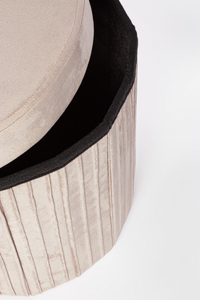 4x Pouf in velluto beige 38x38x38h