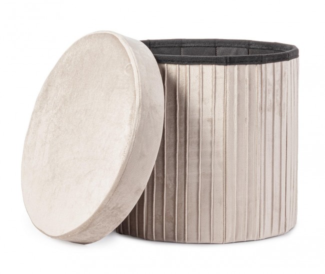 4x Pouf in velluto beige 38x38x38h
