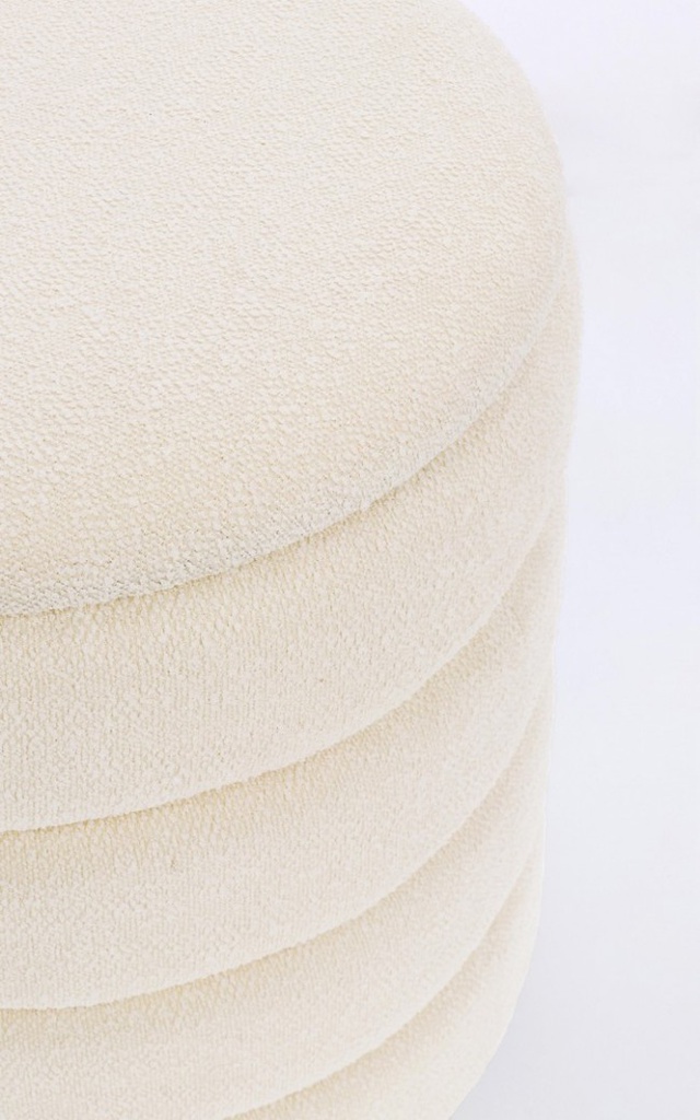 Pouf bianco boucle D.33.5x38.5h e D.40x44.5h