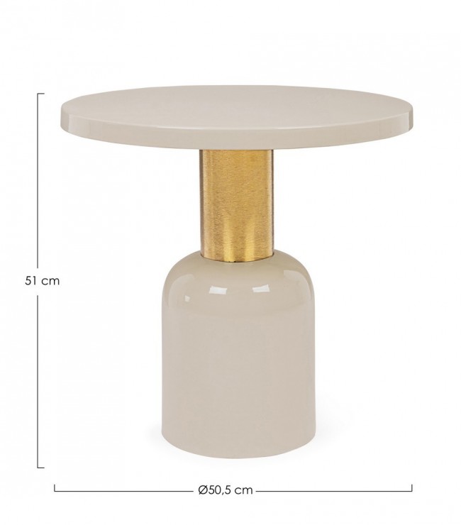 Tavolino crema D.50.5 x 51h in acciaio