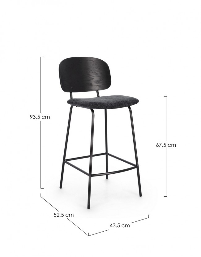 2x Sgabello cucina grigio scuro 43.5x52.5x93.5