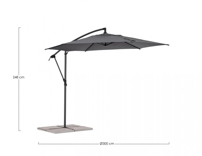 Ombrellone braccio 3m antracite D.300x248h