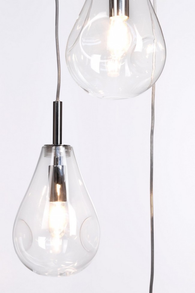 Lampadario 3 luci D.35x150h trasparente-argento