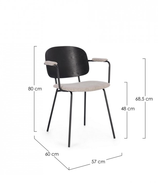 2x Sedia in tessuto 57x60x80 cm
