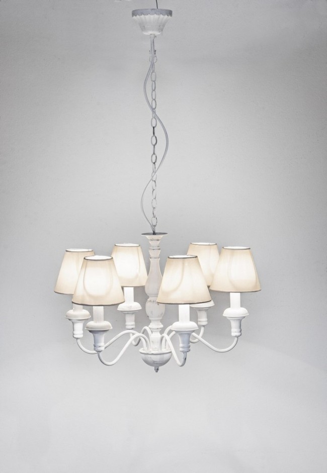 Lampadario 6 luci bianco D.62x44.5h