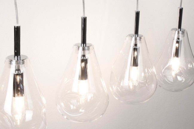 Lampadario 4 luci 75x15x120h trasparente argento
