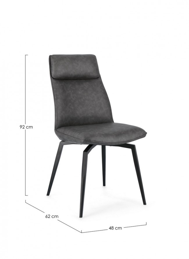 2x Sedia pu antracite 48x64x92x49