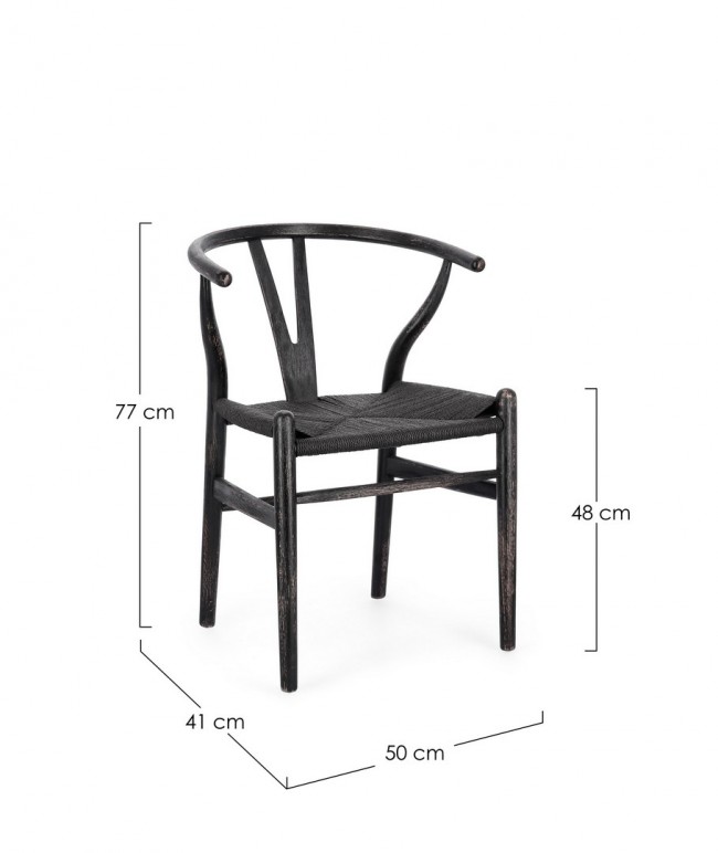 2x Sedia artemia nero 50x49.5x77h in legno