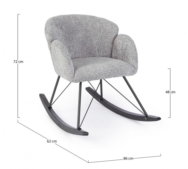 Poltrona dondolo grigio chiaro 86x62x72