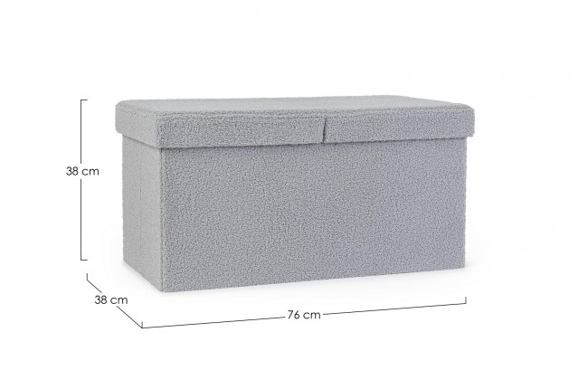 2x Pouf grigio boucle 76x38x38