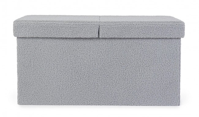2x Pouf grigio boucle 76x38x38
