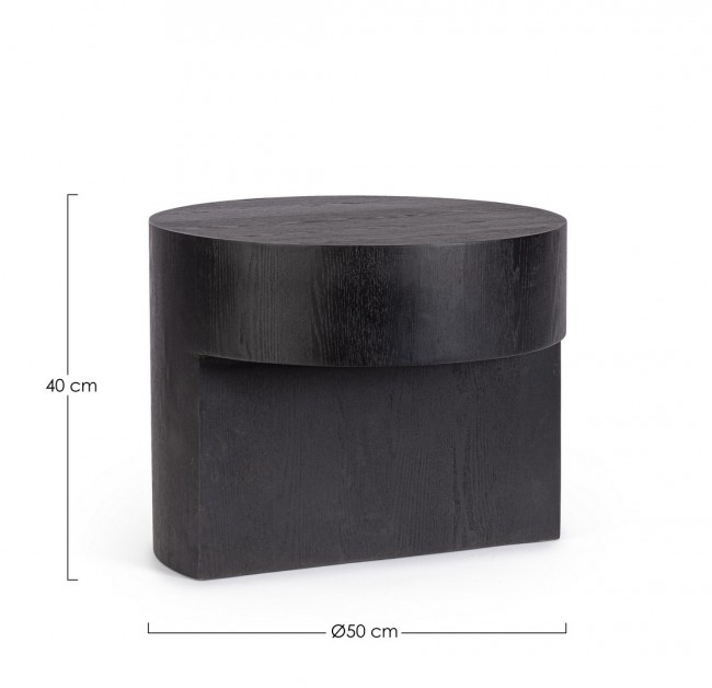 Tavolino nero in legno D.50 x 40h
