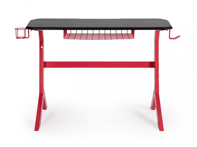 Scrivania gaming rossa e nera 118x65x76