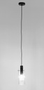 Lampadario 1 luce trasp. e nero D.11x130h