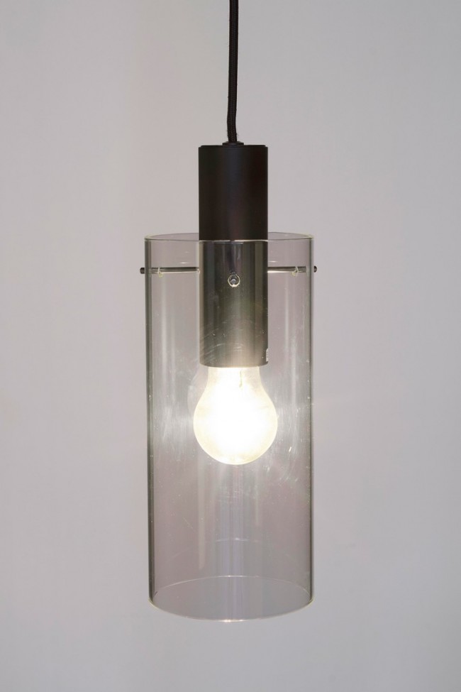 Lampadario 1 luce trasp. e nero D.11x130h