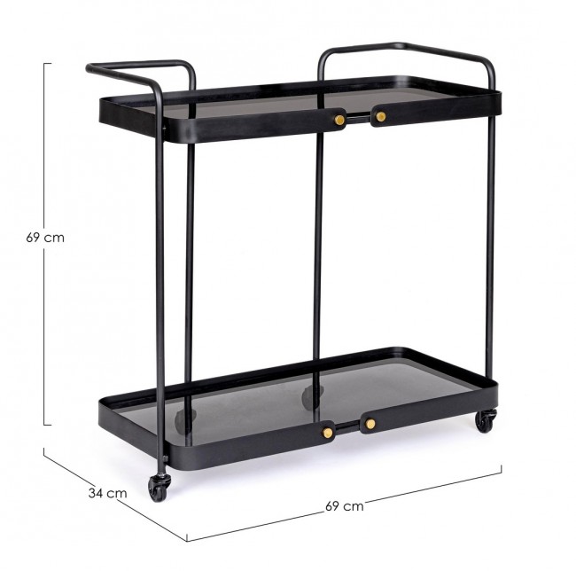 Carrello in vetro 69x34x69 cm