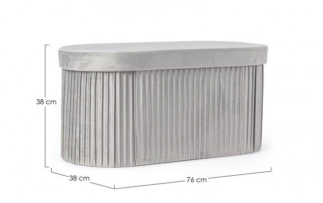 2x Pouf in velluto grigio 76x38x38