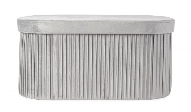 2x Pouf in velluto grigio 76x38x38