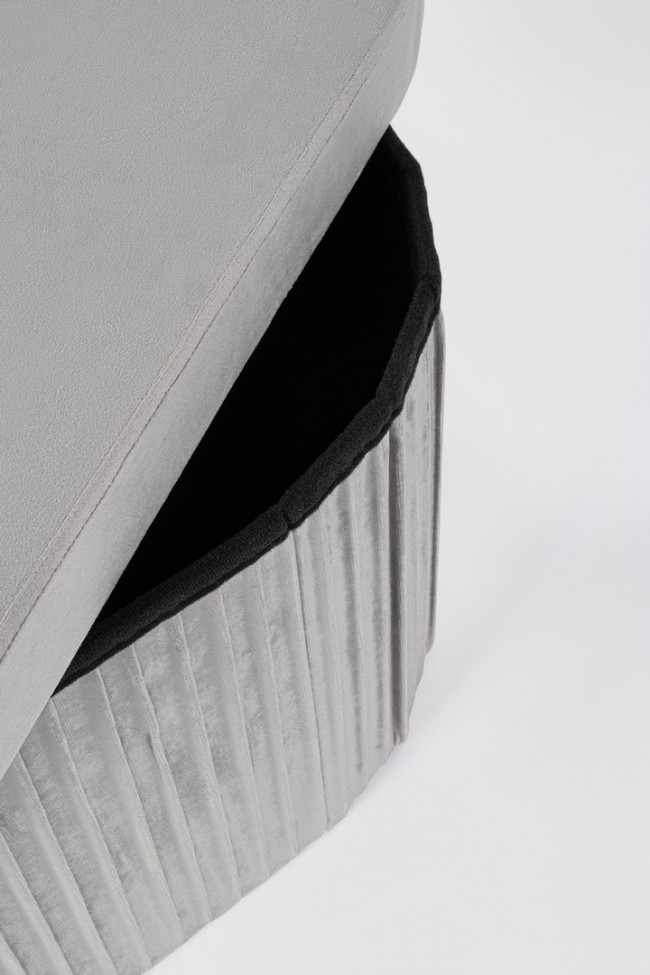 2x Pouf in velluto grigio 76x38x38