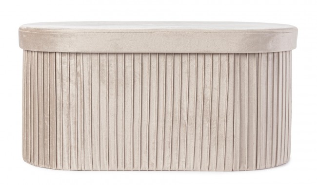 2x Pouf in velluto beige 76x38x38