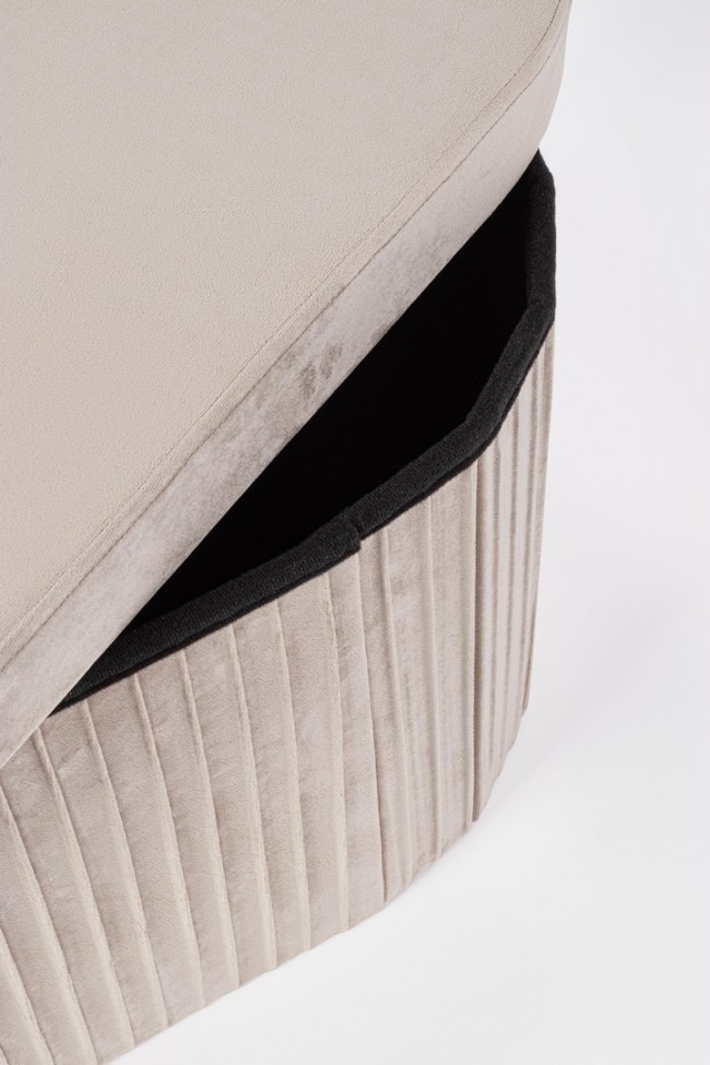 2x Pouf in velluto beige 76x38x38