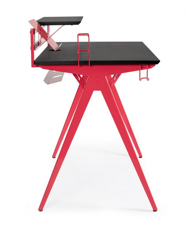 Scrivania gaming 135.5x60x95 rosso-nero