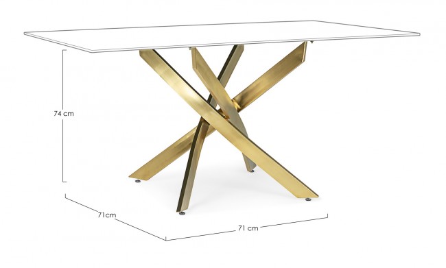 Tavolo George oro 160x90 cm in acciaio
