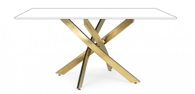 Tavolo George oro 160x90 cm in acciaio