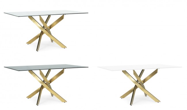 Tavolo George oro 160x90 cm in acciaio