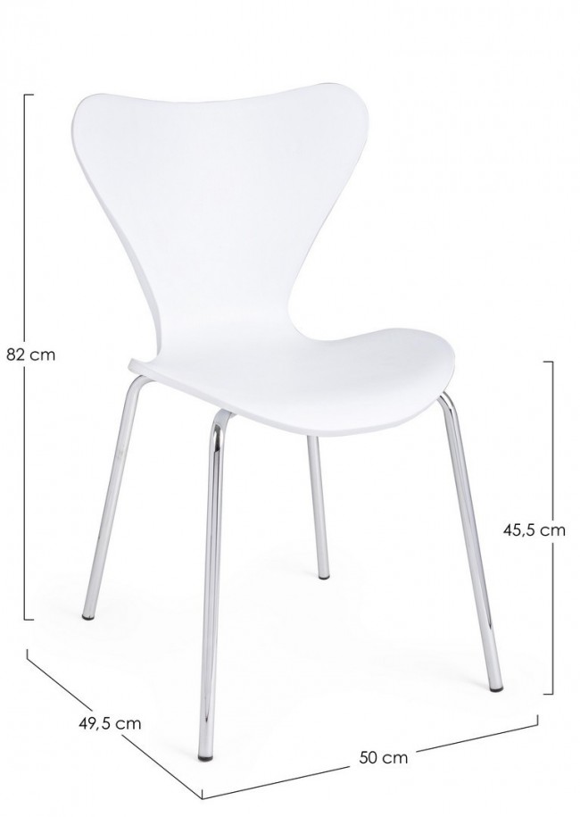4x Sedia bianca 50x49,5x82 cm in plastica