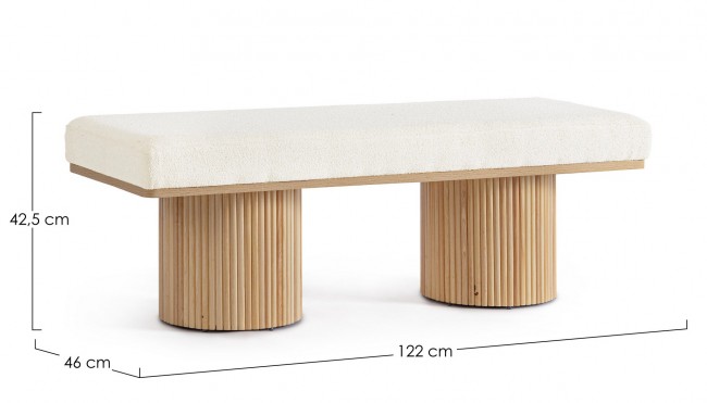 Divano 2 posti bianco boucle 122x46x42.5