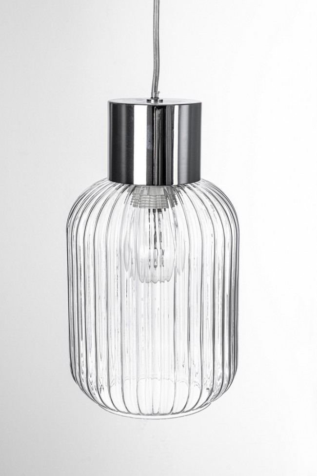 Lampadario 1 luce trasparente argento D.15x120h