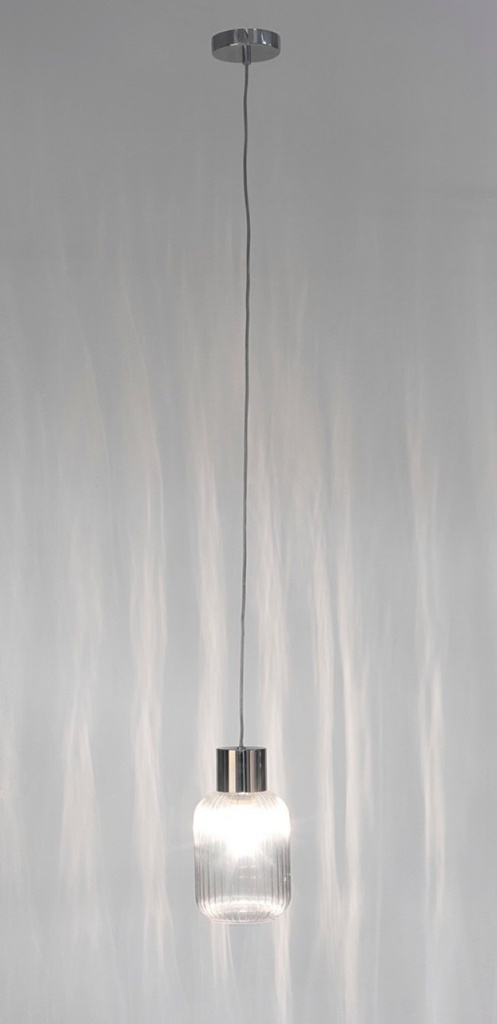 Lampadario 1 luce trasparente argento D.15x120h