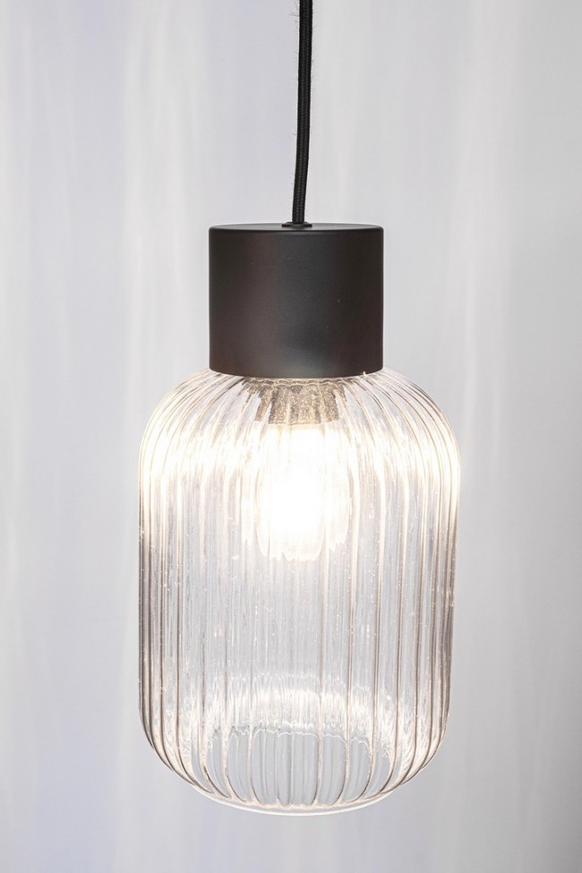 Lampadario 1 luce trasparente-nero D.15x120h