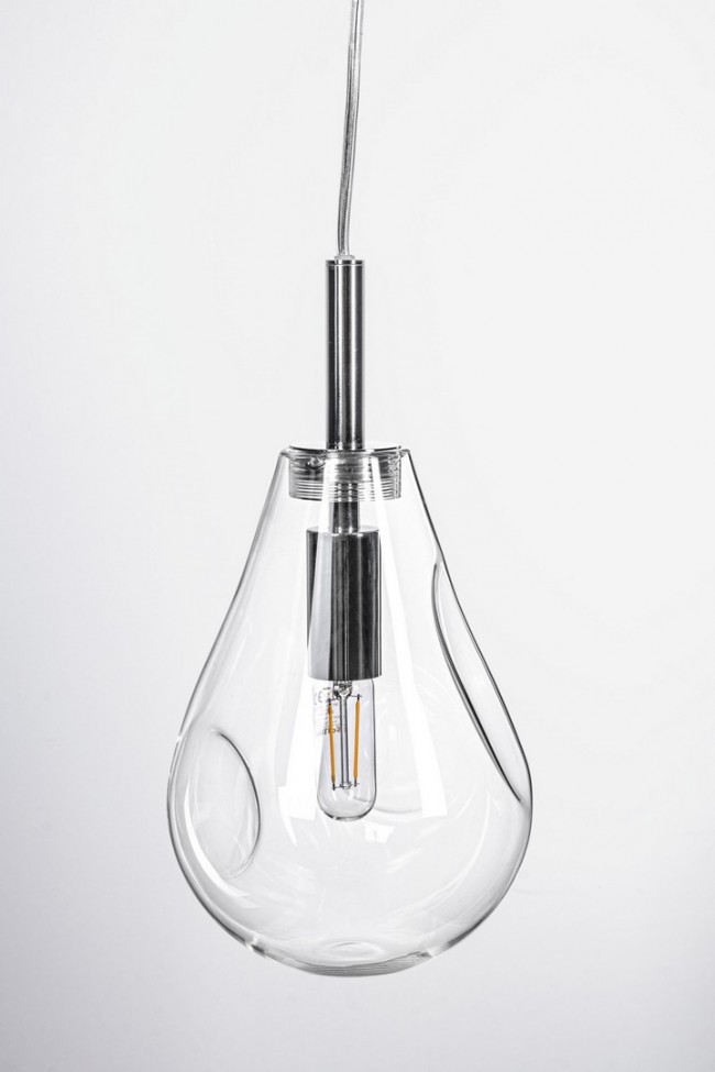 Lampadario 1 luce D.15x120h trasparente argento