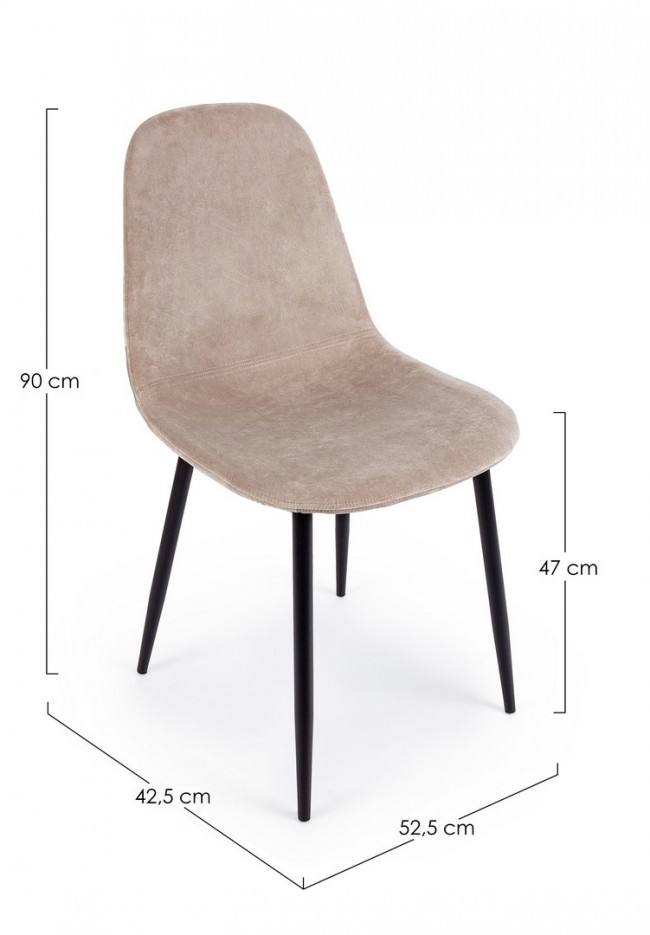 4x Sedia in velluto tortora 52,5x42,5x90