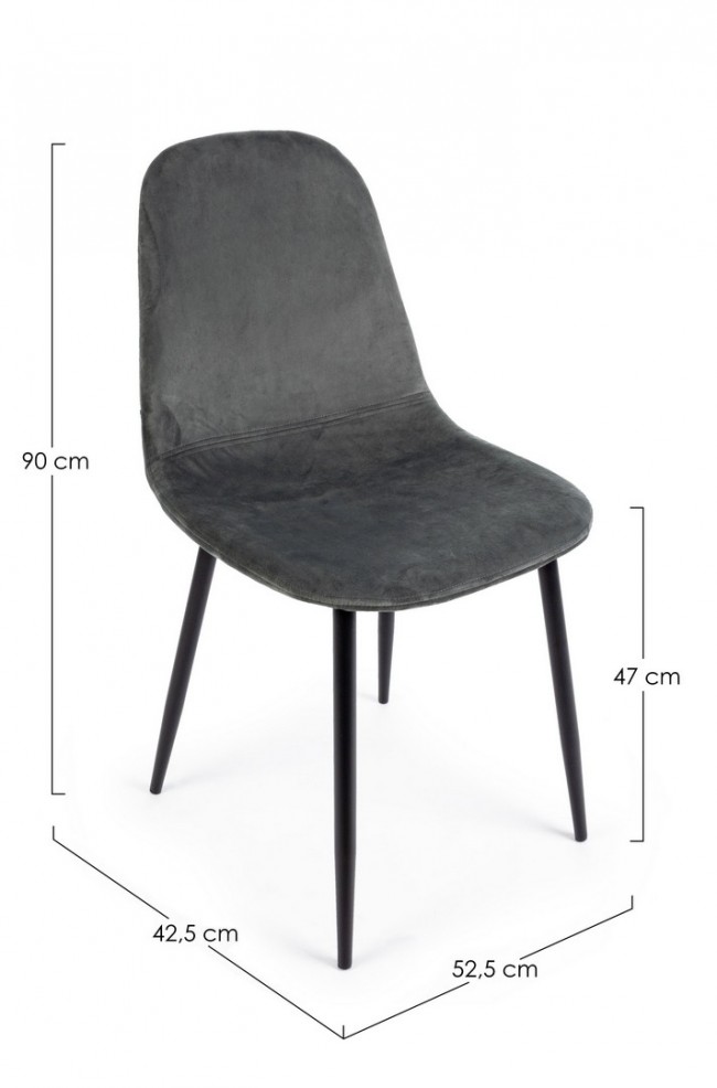 4x Sedia in velluto grigio scuro 52,5x42,5x90
