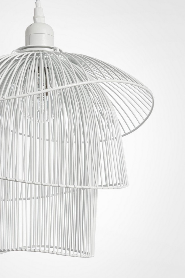 2x Lampadario bianco h26 30x29x26 cm in legno